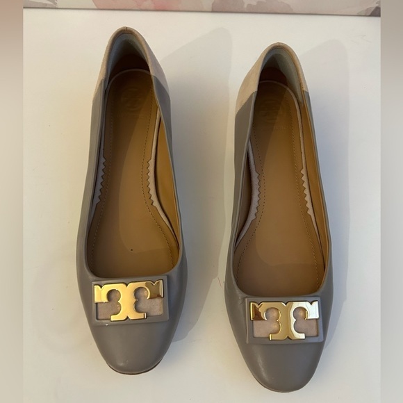 ! Tory Burch GIGI 20mm Round Toe Flat-Calf Leather/Silk Suede. - Picture 5 of 10